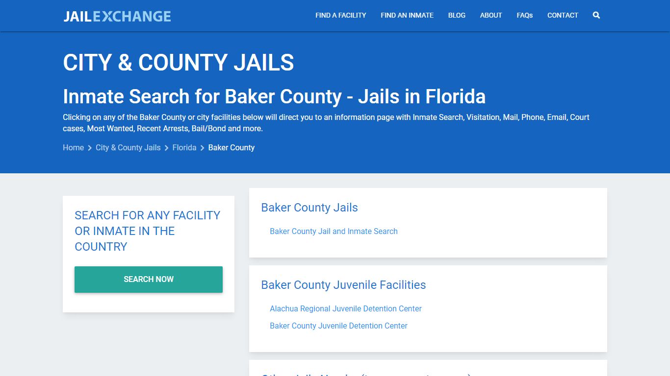 Inmate Search for Baker County | Jails in Florida - Jail Exchange